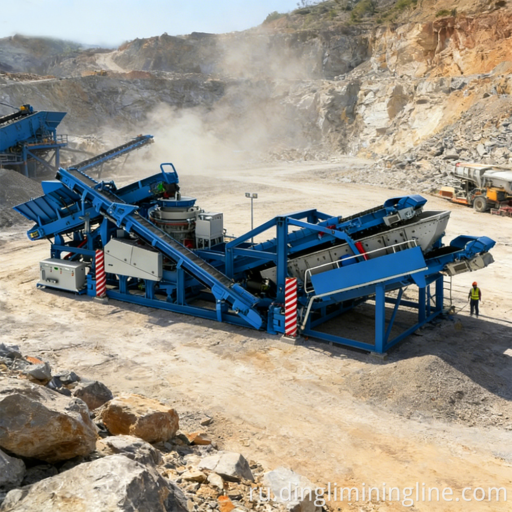 Portable Tracked Jaw Cone Screen Plant